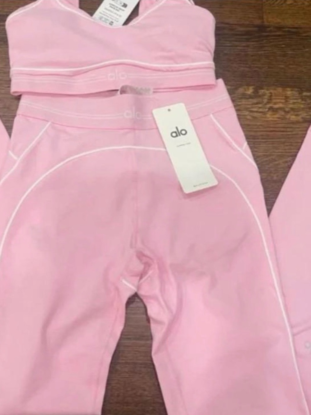 & Other Stories Pink Leggings with White Piping